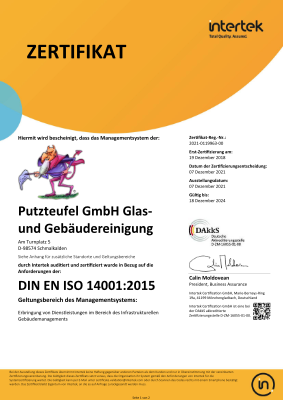 Zertifikat Putzteufel ISO 14001