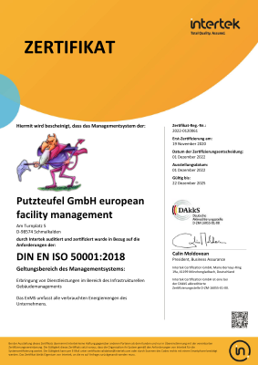 Zertifikat Putzteufel ISO 50001