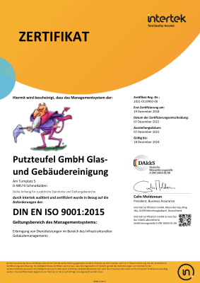 Zertifikat Putzteufel ISO 9001